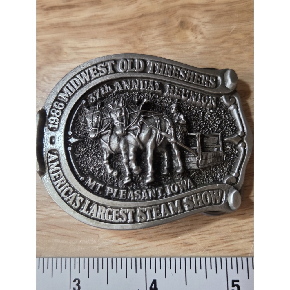 1986 Midwest Old Threshers Reunion Limited Edition Belt Buckle Iowa #321 - Picture 4 of 7